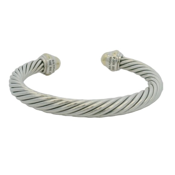 David Yurman Classic Cable Cuff Bracelet 925 Sterling Silver 14kt Yellow Gold - Picture 2 of 7